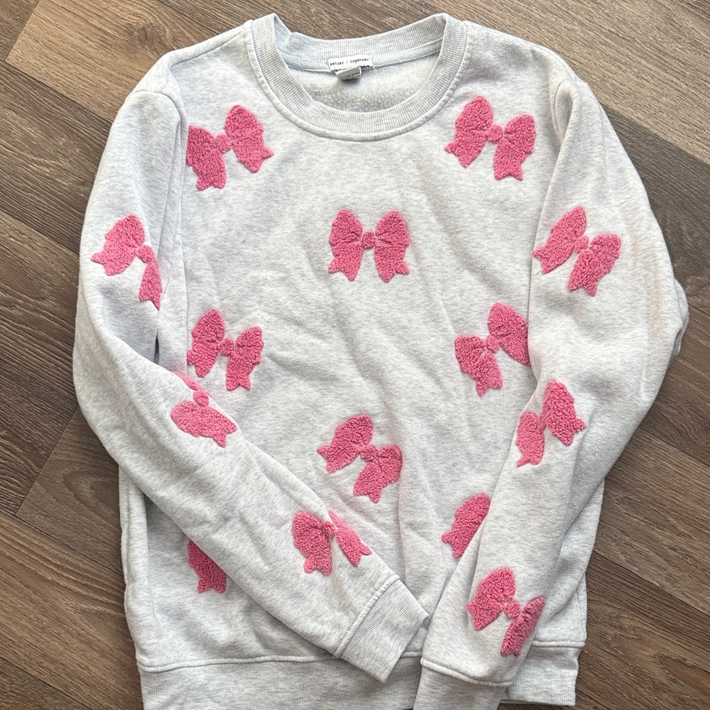 Better Together Gray Sweatshirt with Pink Bow Accents